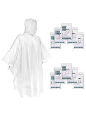 Disposable Rain Poncho Waterproof Lightweight Clear Hooded One Size